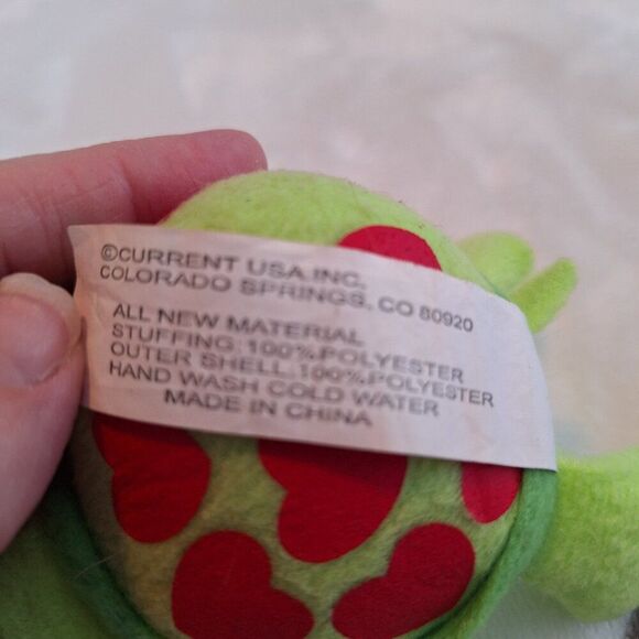 Green Turtle With Red Hearts On Shell Valentines Plush‎ Toy Stuffed Animal - Picture 4 of 6